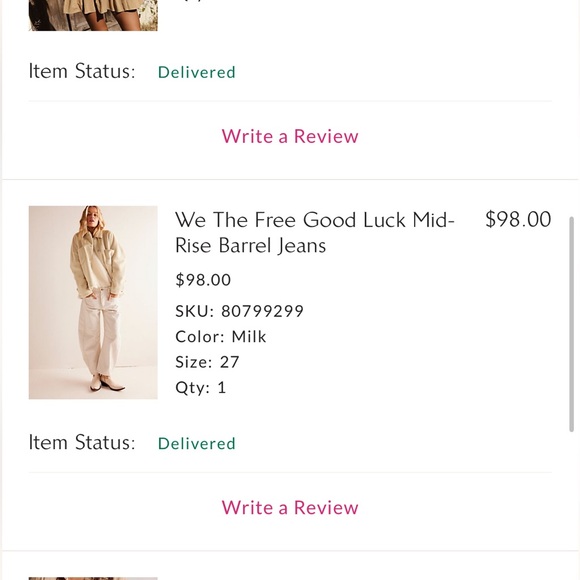 We The Free Good Luck Mid-Rise Barrel Jeans
Milk | Size 27 | Like New Condition - Picture 7 of 9